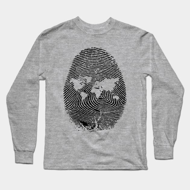 World Fingerprint Design Gift Long Sleeve T-Shirt by mpdesign